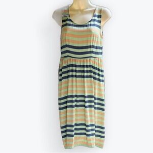 Anthropologie Dusen Dusen Boho Striped Casual Sleeveless Statement Midi Dress~ 0